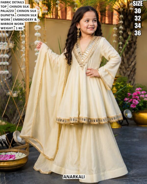 Kids Chinon Silk Anarkali Set For Girls