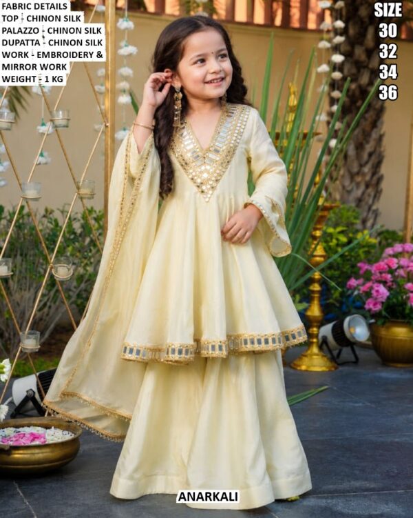 Kids Chinon Silk Anarkali Set For Girls