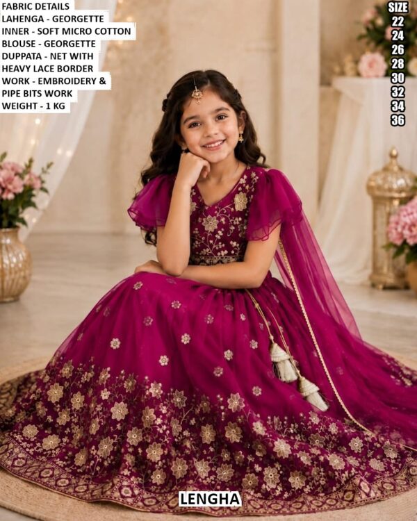 Girls Embroidered Lehenga Choli With Net Dupatta
