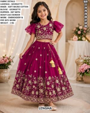 Girls Embroidered Lehenga Choli With Net Dupatta