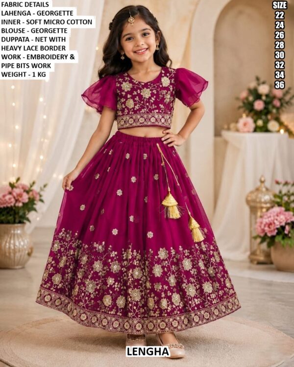 Girls Embroidered Lehenga Choli With Net Dupatta