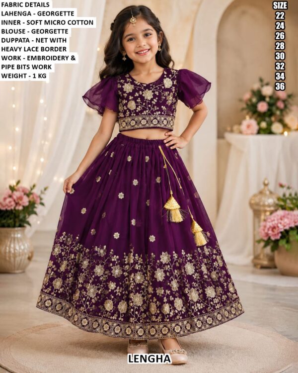Girls Embroidered Lehenga Choli With Net Dupatta