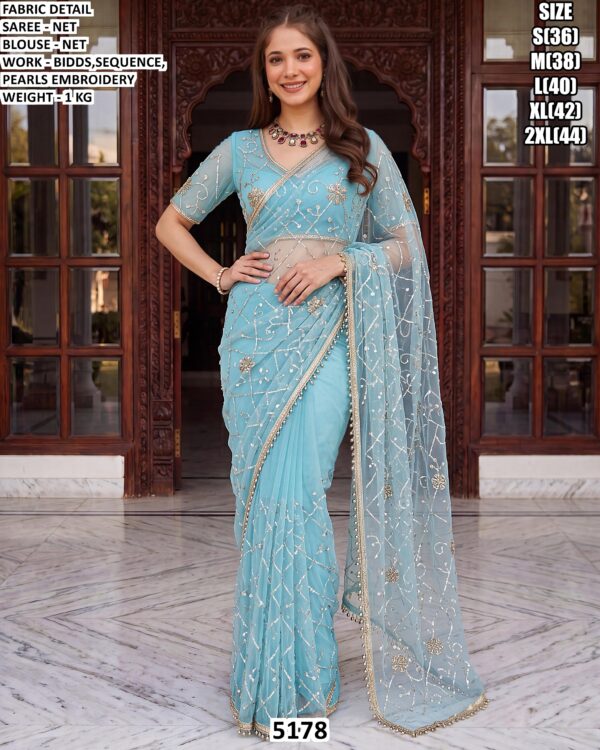 Net Saree With Embroidery Work For Women