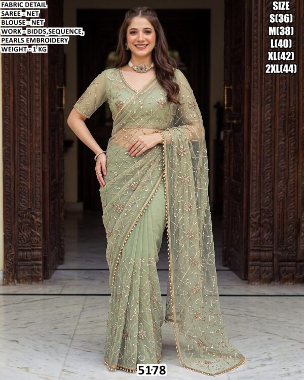 Net Saree With Embroidery Work For Women