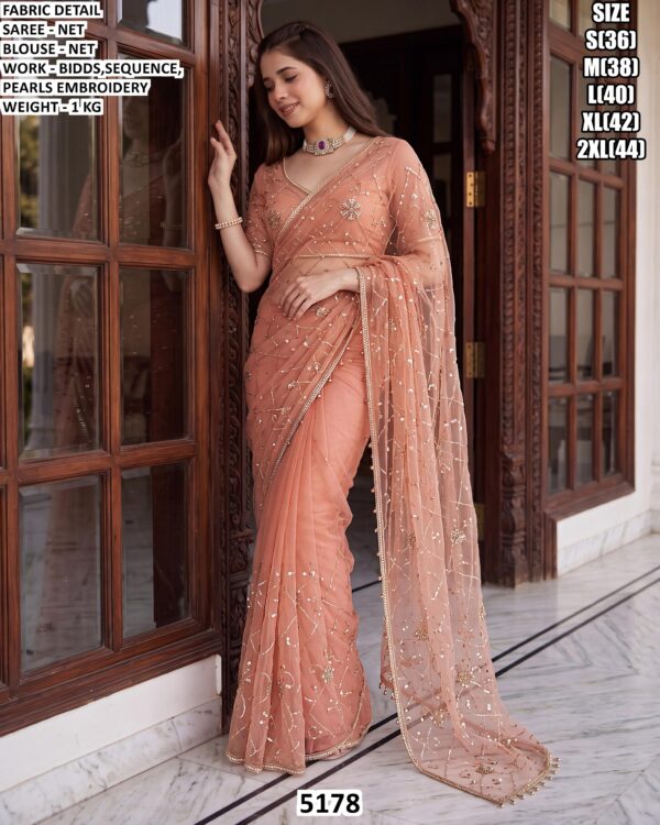 Net Saree With Embroidery Work For Women