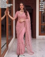 Net Saree With Embroidery Work For Women