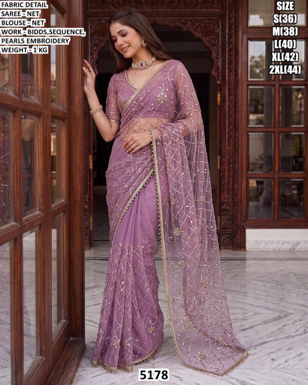 Net Saree With Embroidery Work For Women