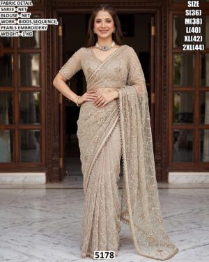 Net Saree With Embroidery Work For Women