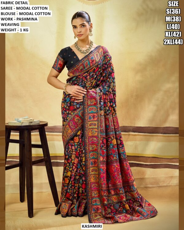 Modal Cotton Saree With Pashmina Weaving