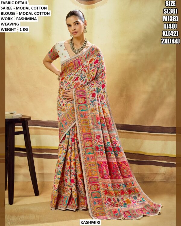 Modal Cotton Saree With Pashmina Weaving