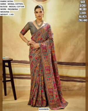 Modal Cotton Saree With Pashmina Weaving