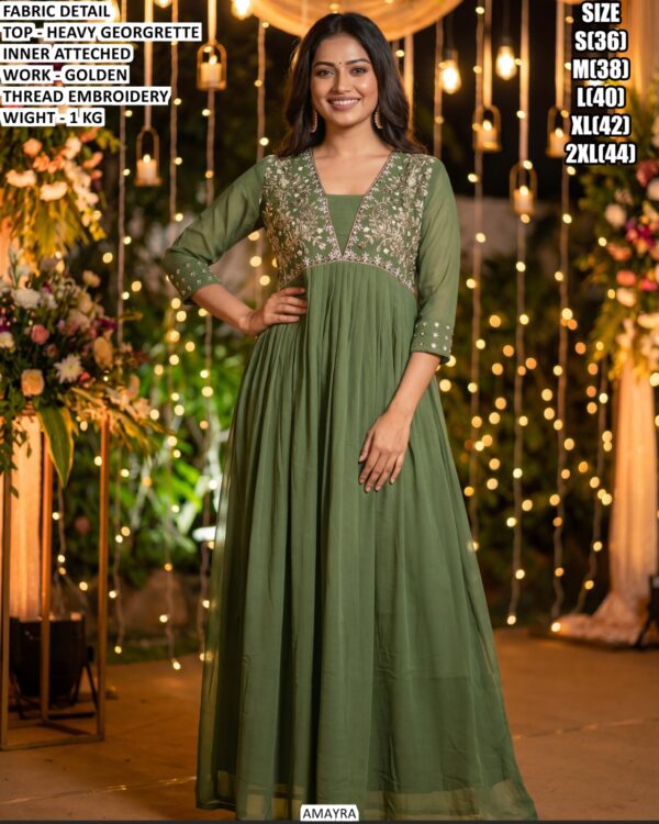Fancy Embroidered Long Gown For Festive Wear
