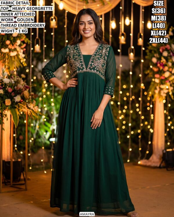 Fancy Embroidered Long Gown For Festive Wear