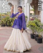 Leheriya Print Kora Cotton Lehenga For Women