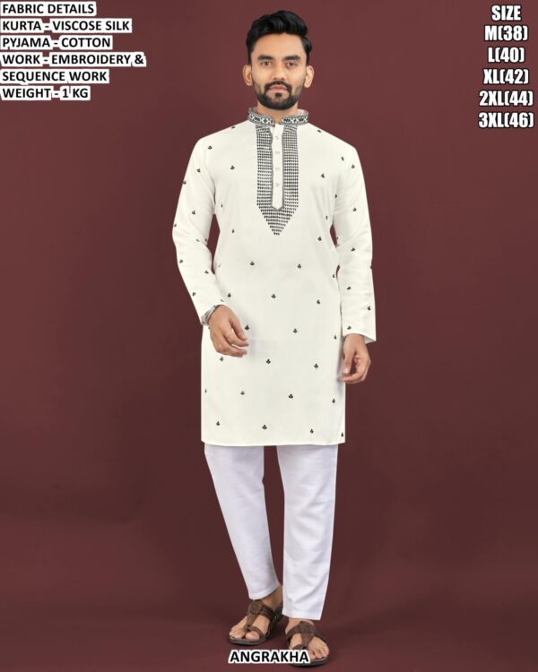 Men’s Party Wear Kurta Pyjama With Sequence Work