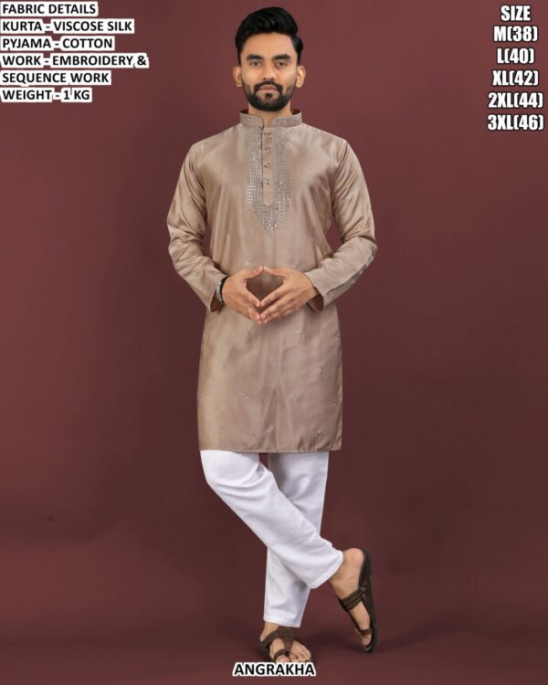 Men’s Party Wear Kurta Pyjama With Sequence Work