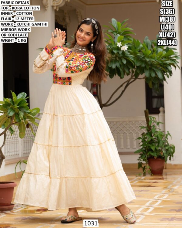 Festive Kora Cotton Dress With Mirror Work