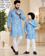 Matching Father Son Cotton Kurta Pyjama Set