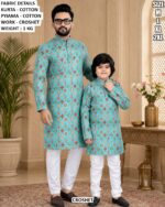 Matching Father Son Cotton Kurta Pyjama Set
