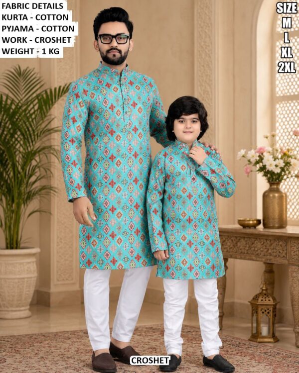 Matching Father Son Cotton Kurta Pyjama Set