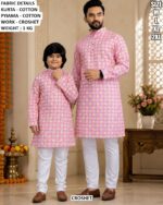 Matching Father Son Cotton Kurta Pyjama Set