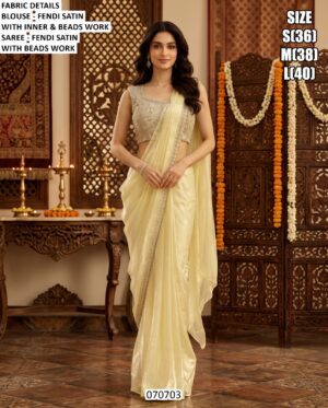 Cocktail Party Wear Fendi Satin Saree