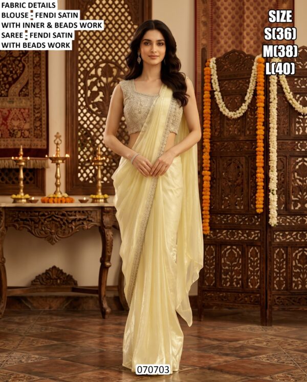 Cocktail Party Wear Fendi Satin Saree
