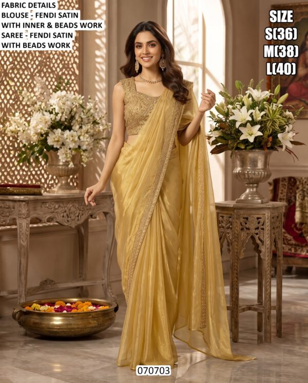 Cocktail Party Wear Fendi Satin Saree