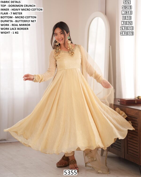 Festive Anarkali Suit With Butterfly Net Dupatta