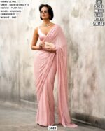 Elegant Faux Georgette Saree With Plain Silk Blouse