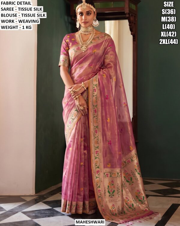 Party Wear Tissue Silk Saree For Women