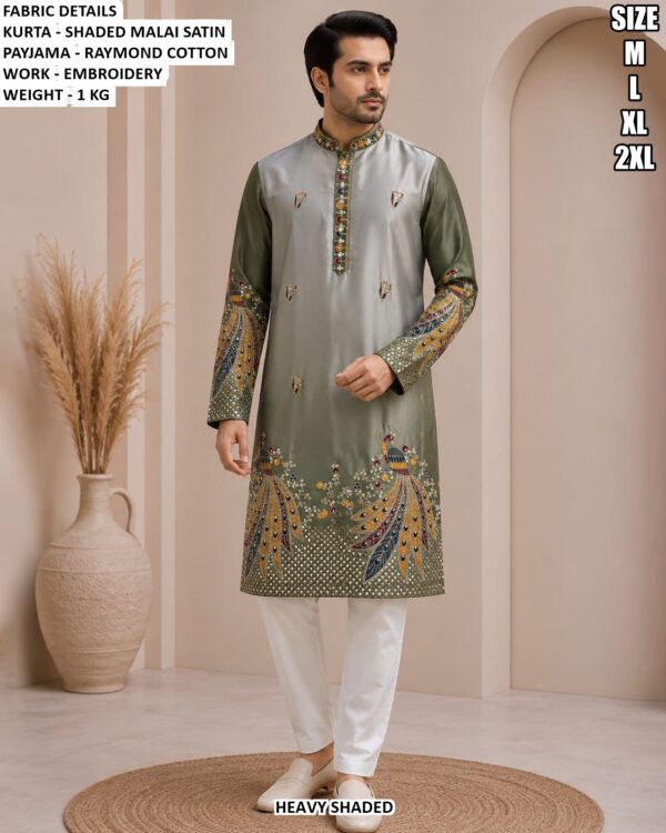 Men’s Shaded Malai Satin Kurta Pajama Set