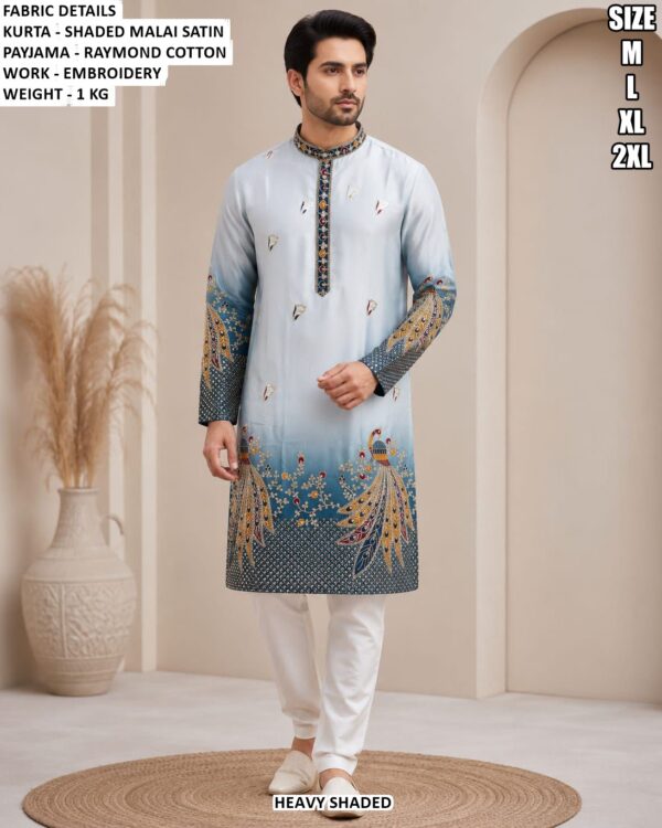 Men’s Shaded Malai Satin Kurta Pajama Set
