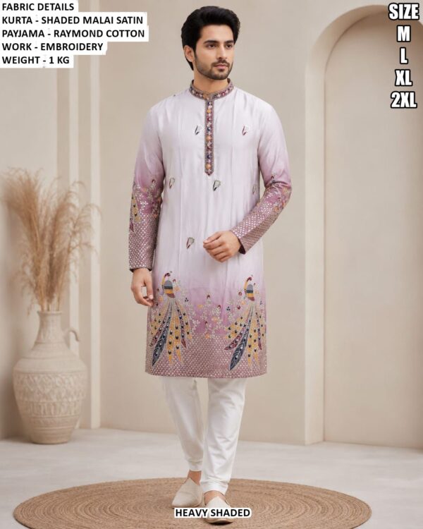 Men’s Shaded Malai Satin Kurta Pajama Set