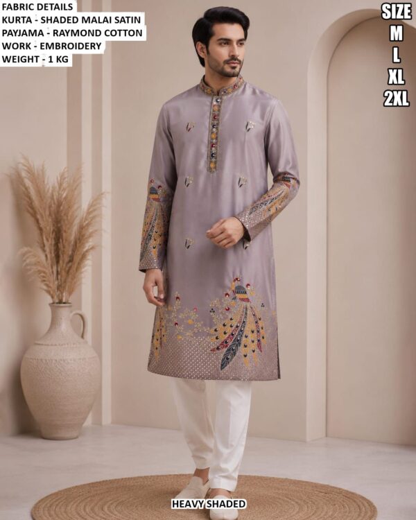 Men’s Shaded Malai Satin Kurta Pajama Set
