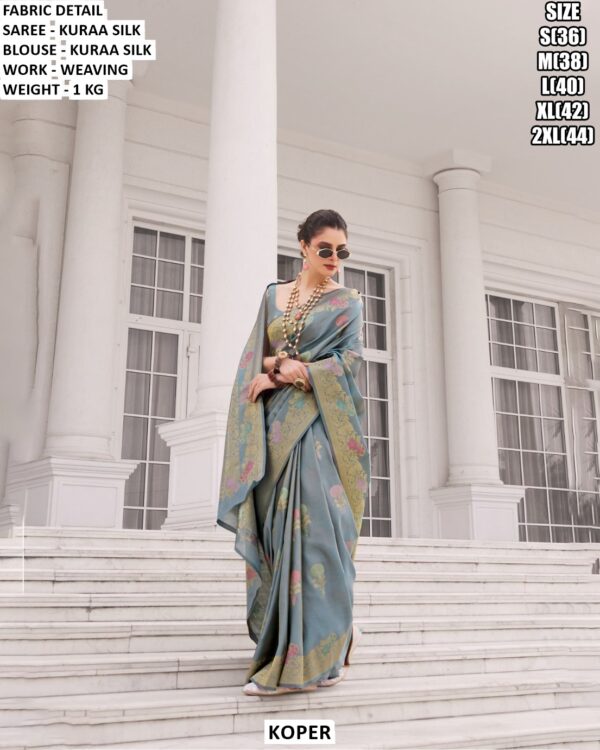 Women’s Kuraa Silk Saree With Weaving Work