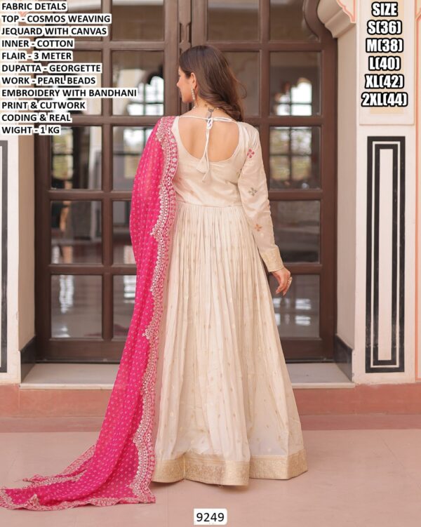Cream Anarkali Suit Set For Women