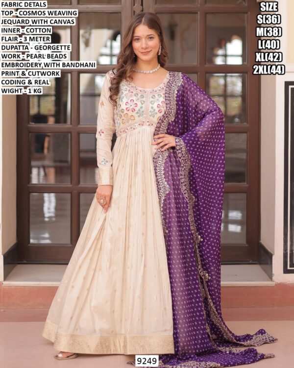Cream Anarkali Suit Set For Women