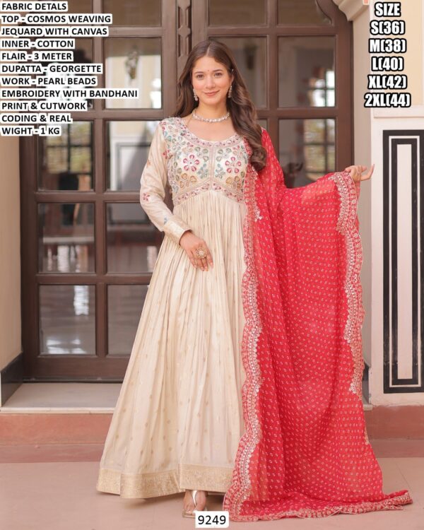 Cream Anarkali Suit Set For Women