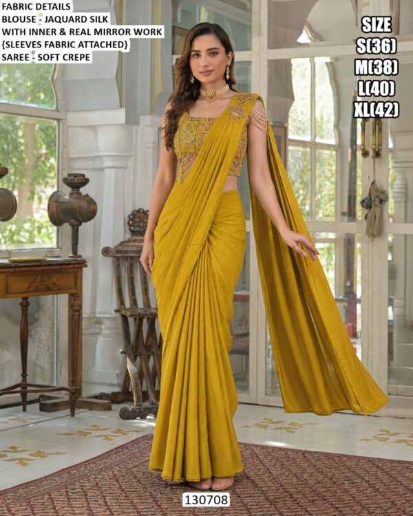 Elegant Mirror Work Saree And Indo Western Outfit