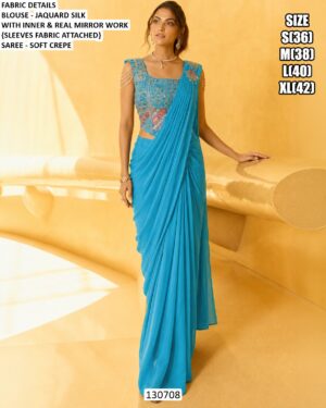 Elegant Mirror Work Saree And Indo Western Outfit