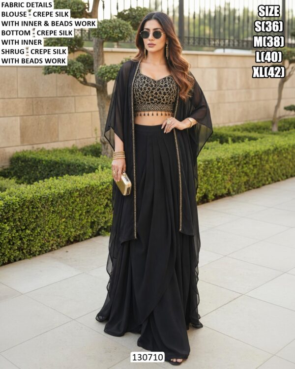 Elegant Mirror Work Saree And Indo Western Outfit