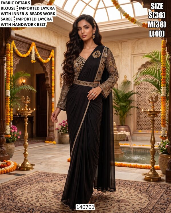 Women’s Designer Lycra Saree With Belt