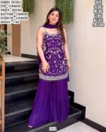 Purple Chinon Sharara Set For Women
