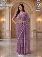 Sequins Work Net Saree For Wedding