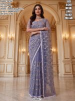 Sequins Work Net Saree For Wedding