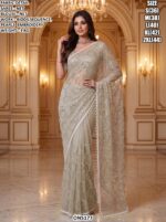 Sequins Work Net Saree For Wedding