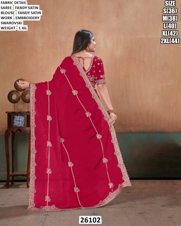Fancy Satin Saree With Swarovski Work