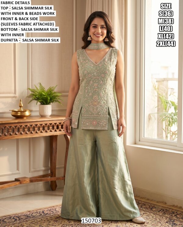Women’s Festive Wear Three-Piece Palazzo Suit Set