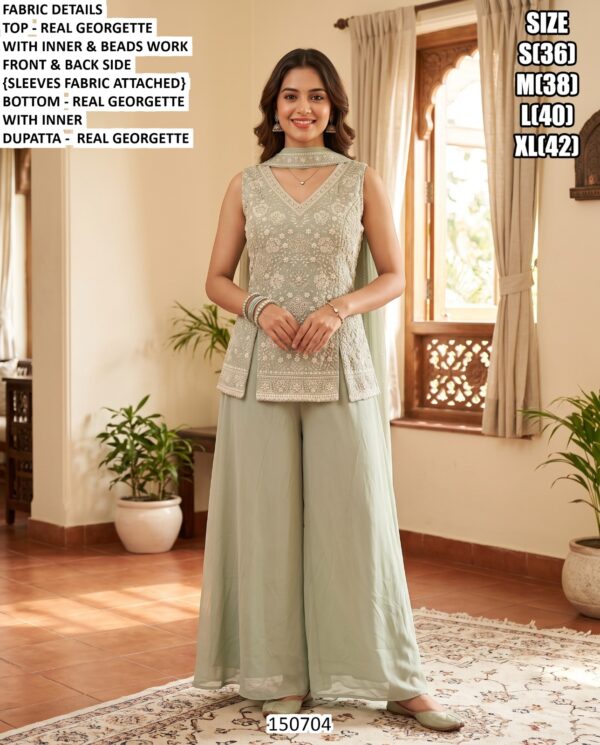 Women’s Festive Wear Three-Piece Palazzo Suit Set
